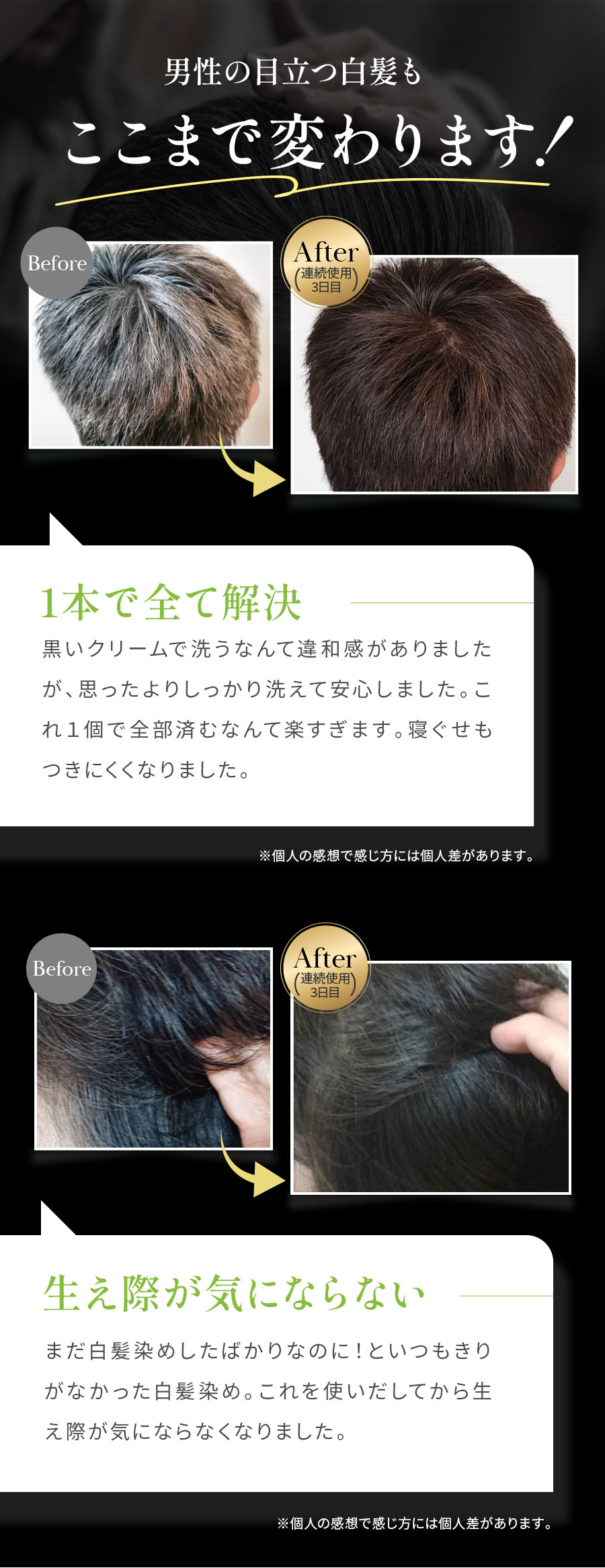 男性の目立つ白髪も